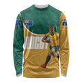 Personalised Australia Rugby Long Sleeve Shirt Wallabies Kangaroo Player Aboriginal Pattern
