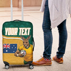 Personalised Australia Rugby Luggage Cover Wallabies Kangaroo Player Aboriginal Pattern