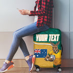 Personalised Australia Rugby Luggage Cover Wallabies Kangaroo Player Aboriginal Pattern