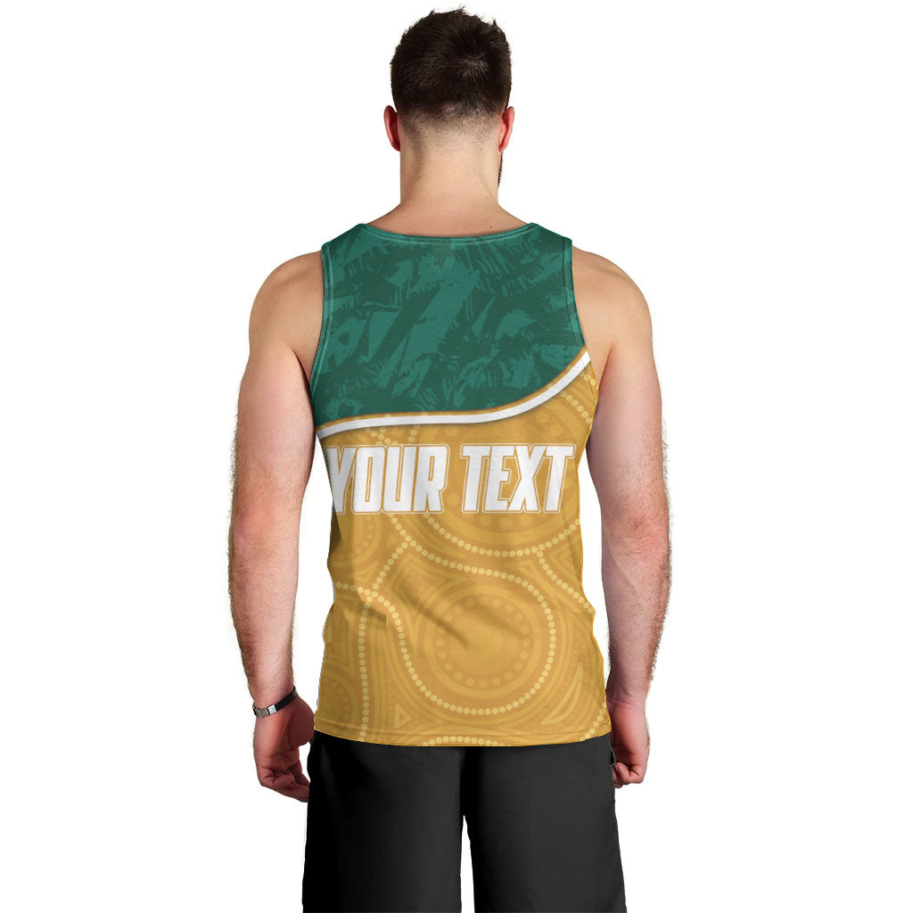 Personalised Australia Rugby Men Tank Top Wallabies Kangaroo Player Aboriginal Pattern