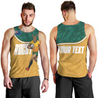 Personalised Australia Rugby Men Tank Top Wallabies Kangaroo Player Aboriginal Pattern