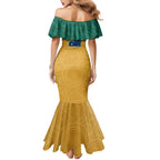 Personalised Australia Rugby Mermaid Dress Wallabies Kangaroo Player Aboriginal Pattern