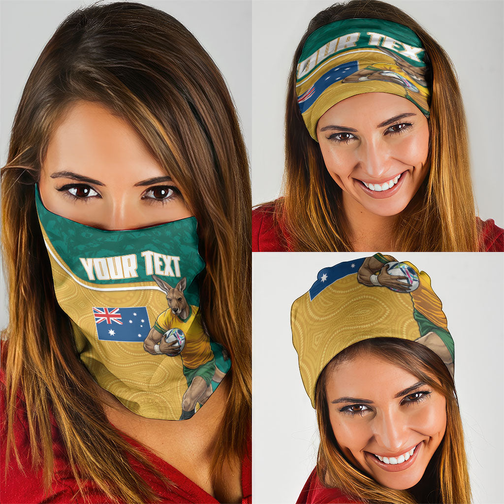 Personalised Australia Rugby Neck Gaiter Wallabies Kangaroo Player Aboriginal Pattern