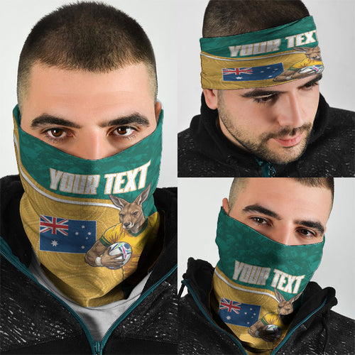 Personalised Australia Rugby Neck Gaiter Wallabies Kangaroo Player Aboriginal Pattern