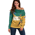 Personalised Australia Rugby Off Shoulder Sweater Wallabies Kangaroo Player Aboriginal Pattern