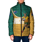Personalised Australia Rugby Padded Jacket Wallabies Kangaroo Player Aboriginal Pattern
