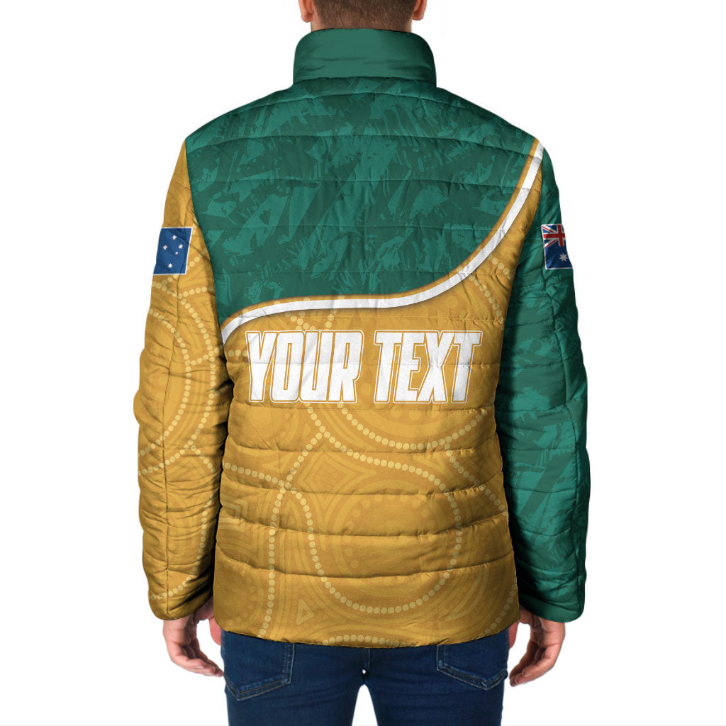 Personalised Australia Rugby Padded Jacket Wallabies Kangaroo Player Aboriginal Pattern