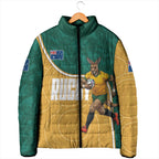 Personalised Australia Rugby Padded Jacket Wallabies Kangaroo Player Aboriginal Pattern