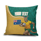 Personalised Australia Rugby Pillow Cover Wallabies Kangaroo Player Aboriginal Pattern