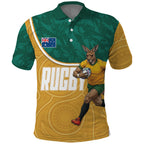 Personalised Australia Rugby Polo Shirt Wallabies Kangaroo Player Aboriginal Pattern