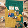 Personalised Australia Rugby Puzzle Wallabies Kangaroo Player Aboriginal Pattern