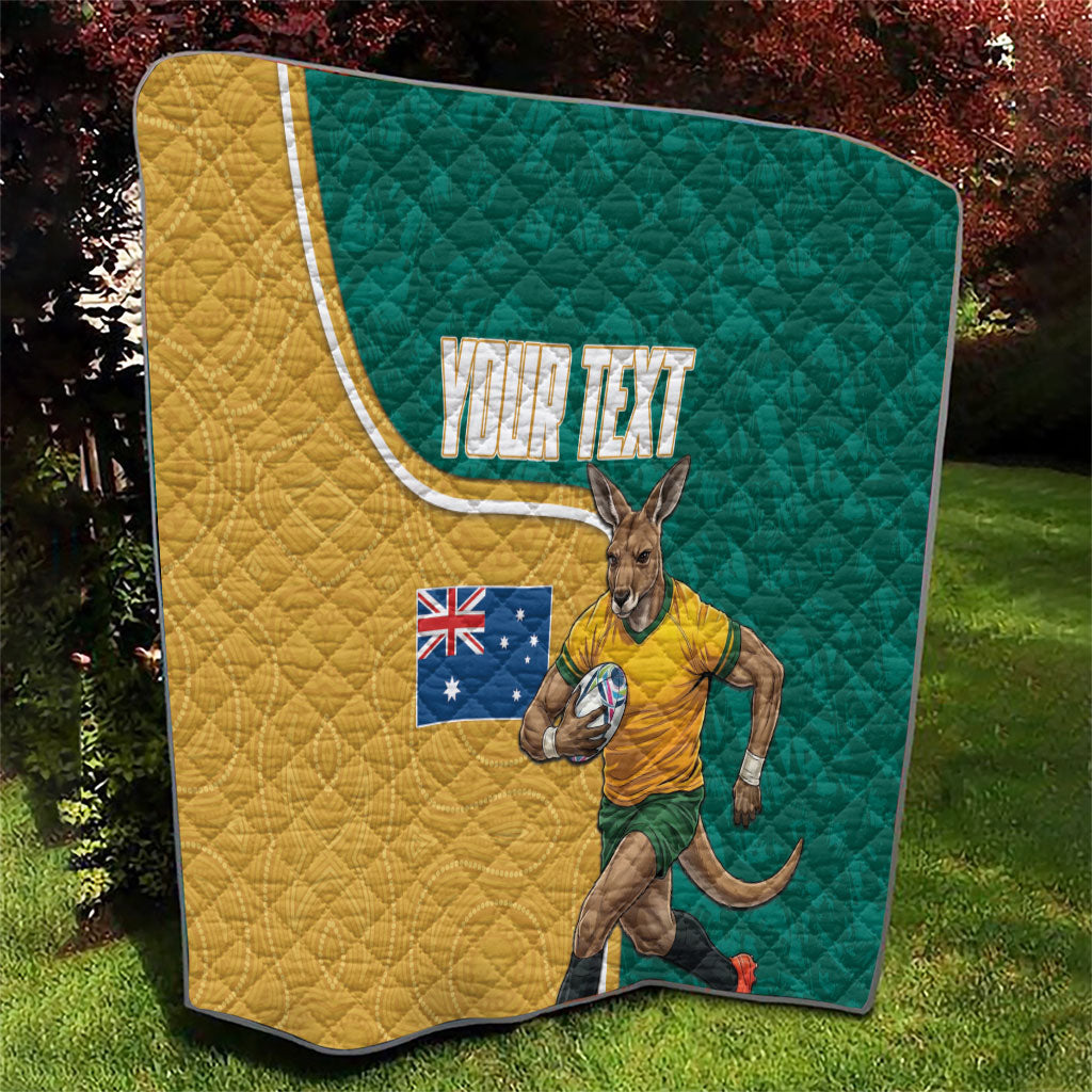 Personalised Australia Rugby Quilt Wallabies Kangaroo Player Aboriginal Pattern