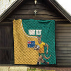 Personalised Australia Rugby Quilt Wallabies Kangaroo Player Aboriginal Pattern