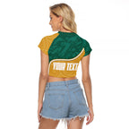 Personalised Australia Rugby Raglan Cropped T Shirt Wallabies Kangaroo Player Aboriginal Pattern
