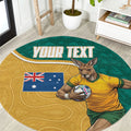Personalised Australia Rugby Round Carpet Wallabies Kangaroo Player Aboriginal Pattern