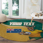 Personalised Australia Rugby Round Carpet Wallabies Kangaroo Player Aboriginal Pattern