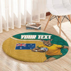 Personalised Australia Rugby Round Carpet Wallabies Kangaroo Player Aboriginal Pattern