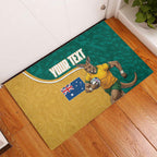 Personalised Australia Rugby Rubber Doormat Wallabies Kangaroo Player Aboriginal Pattern