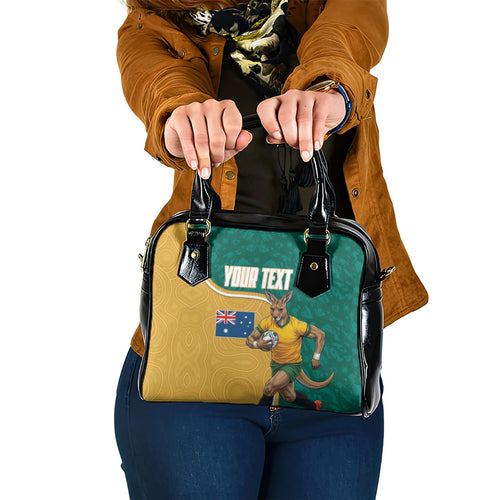 Personalised Australia Rugby Shoulder Handbag Wallabies Kangaroo Player Aboriginal Pattern