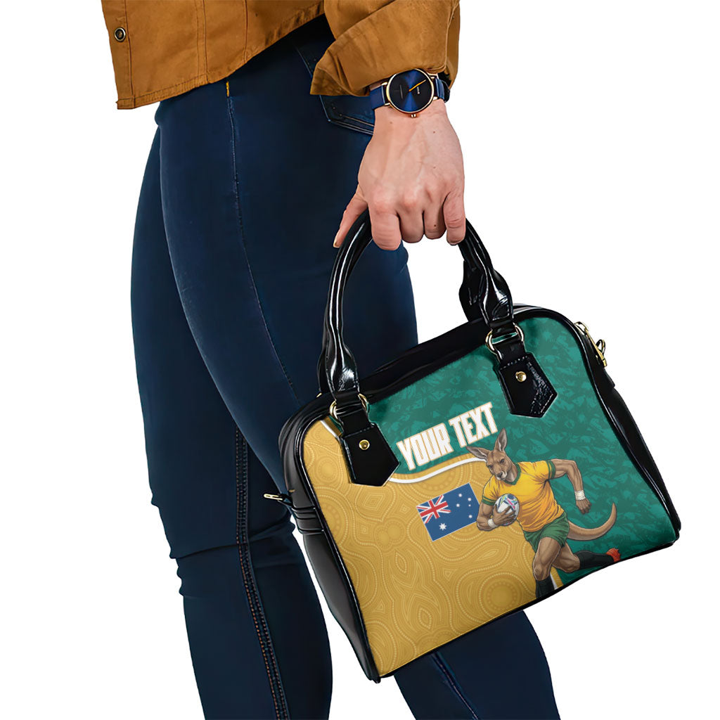Personalised Australia Rugby Shoulder Handbag Wallabies Kangaroo Player Aboriginal Pattern