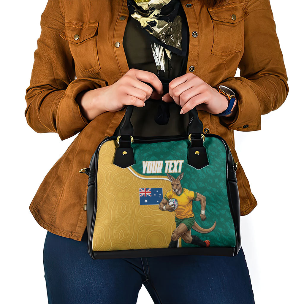 Personalised Australia Rugby Shoulder Handbag Wallabies Kangaroo Player Aboriginal Pattern