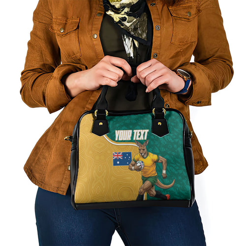 Personalised Australia Rugby Shoulder Handbag Wallabies Kangaroo Player Aboriginal Pattern
