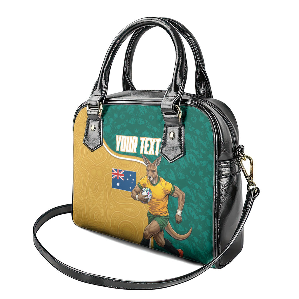 Personalised Australia Rugby Shoulder Handbag Wallabies Kangaroo Player Aboriginal Pattern