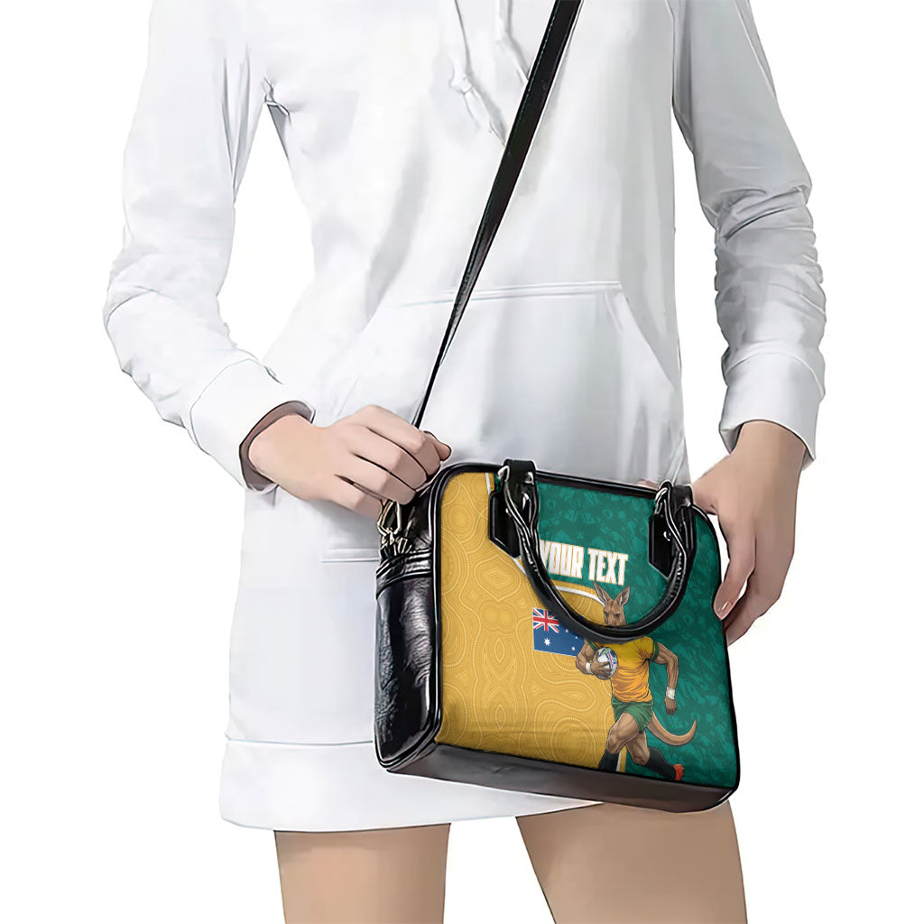 Personalised Australia Rugby Shoulder Handbag Wallabies Kangaroo Player Aboriginal Pattern