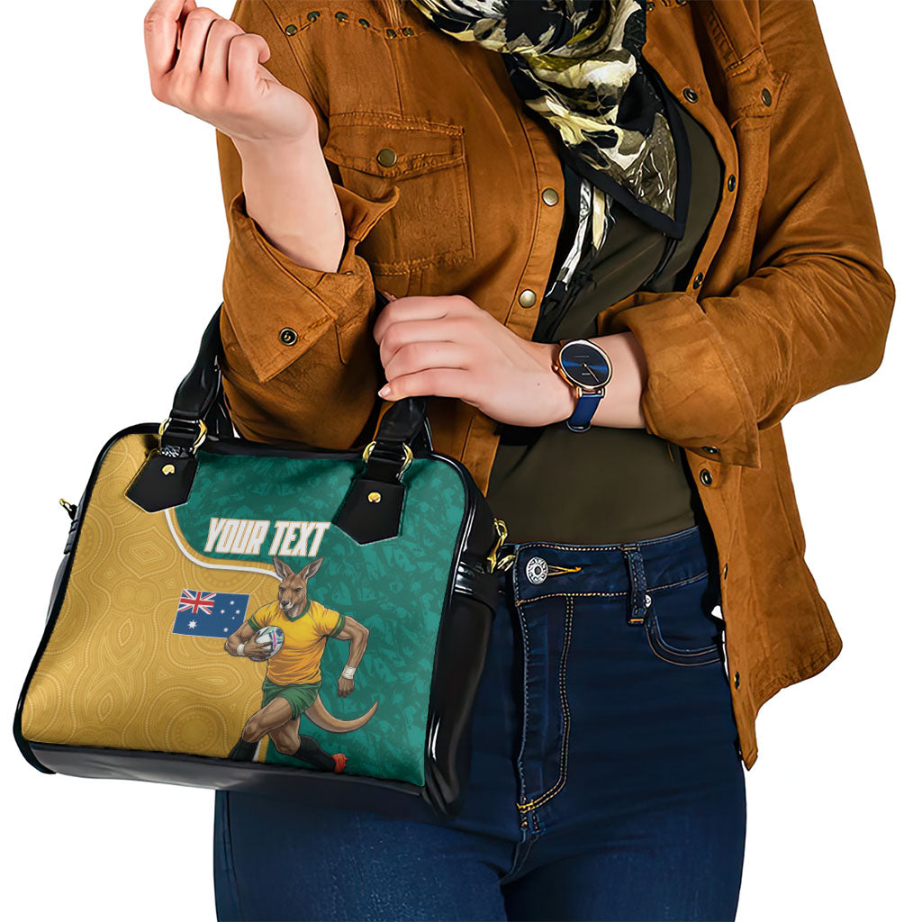 Personalised Australia Rugby Shoulder Handbag Wallabies Kangaroo Player Aboriginal Pattern