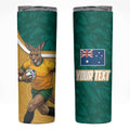 Personalised Australia Rugby Skinny Tumbler Wallabies Kangaroo Player Aboriginal Pattern