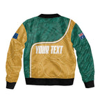 Personalised Australia Rugby Sleeve Zip Bomber Jacket Wallabies Kangaroo Player Aboriginal Pattern