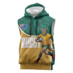Personalised Australia Rugby Sleeveless Hoodie Wallabies Kangaroo Player Aboriginal Pattern