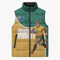 Personalised Australia Rugby Sleeveless Puffer Jacket Wallabies Kangaroo Player Aboriginal Pattern