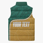Personalised Australia Rugby Sleeveless Puffer Jacket Wallabies Kangaroo Player Aboriginal Pattern