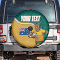 Personalised Australia Rugby Spare Tire Cover Wallabies Kangaroo Player Aboriginal Pattern