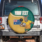 Personalised Australia Rugby Spare Tire Cover Wallabies Kangaroo Player Aboriginal Pattern