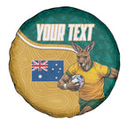 Personalised Australia Rugby Spare Tire Cover Wallabies Kangaroo Player Aboriginal Pattern