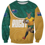 Personalised Australia Rugby Sweatshirt Wallabies Kangaroo Player Aboriginal Pattern