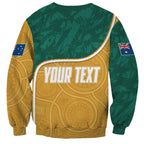 Personalised Australia Rugby Sweatshirt Wallabies Kangaroo Player Aboriginal Pattern