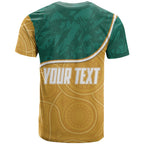 Personalised Australia Rugby T Shirt Wallabies Kangaroo Player Aboriginal Pattern