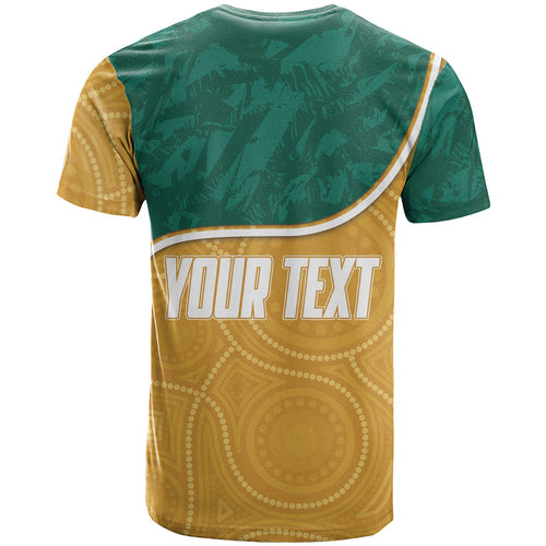 Personalised Australia Rugby T Shirt Wallabies Kangaroo Player Aboriginal Pattern