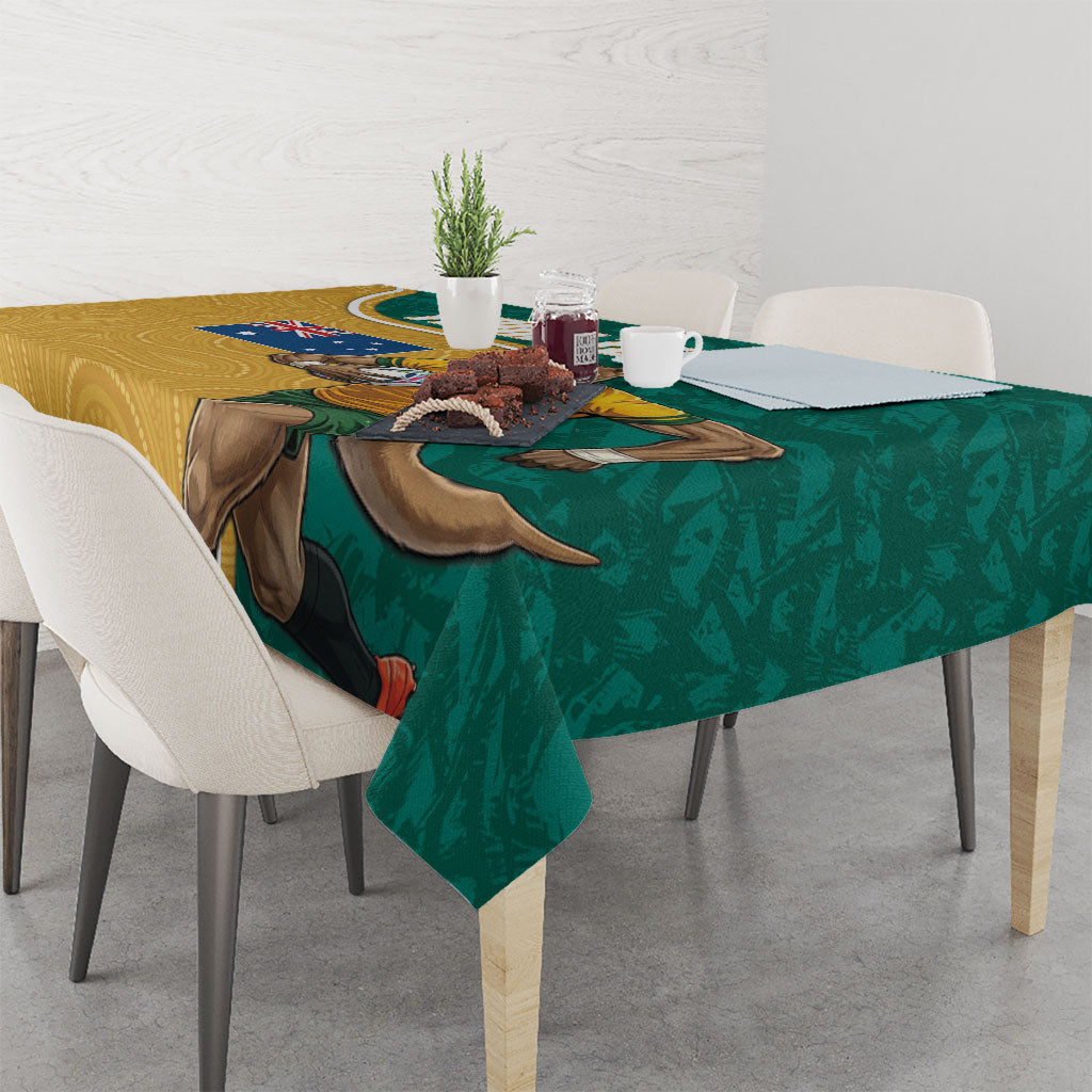 Personalised Australia Rugby Tablecloth Wallabies Kangaroo Player Aboriginal Pattern