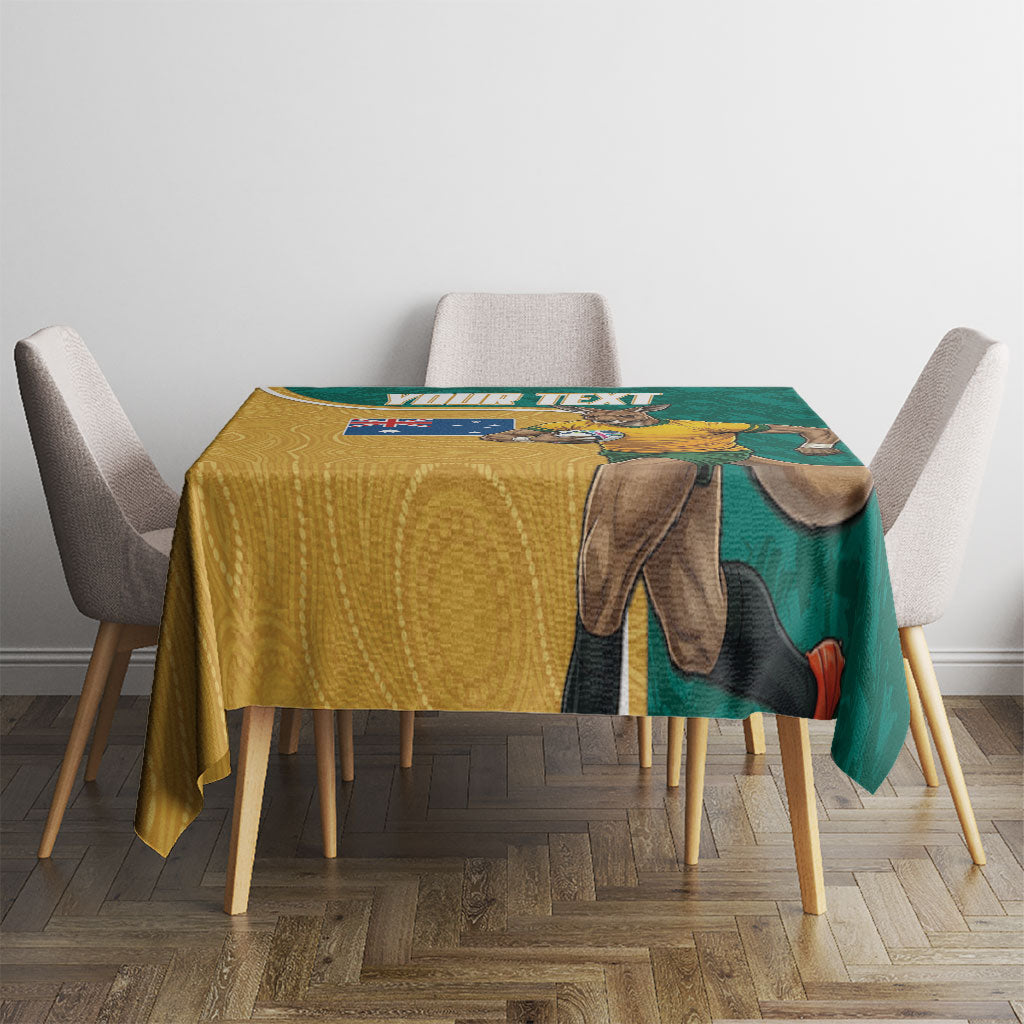 Personalised Australia Rugby Tablecloth Wallabies Kangaroo Player Aboriginal Pattern