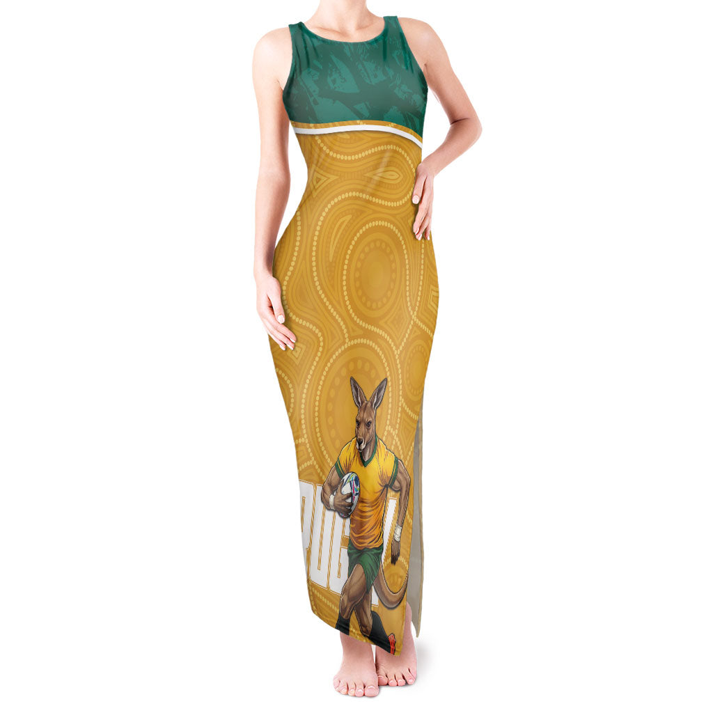 Personalised Australia Rugby Tank Maxi Dress Wallabies Kangaroo Player Aboriginal Pattern
