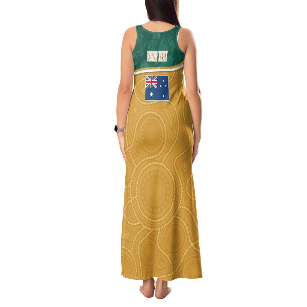 Personalised Australia Rugby Tank Maxi Dress Wallabies Kangaroo Player Aboriginal Pattern