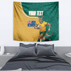 Personalised Australia Rugby Tapestry Wallabies Kangaroo Player Aboriginal Pattern