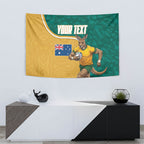 Personalised Australia Rugby Tapestry Wallabies Kangaroo Player Aboriginal Pattern