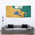 Personalised Australia Rugby Tapestry Wallabies Kangaroo Player Aboriginal Pattern