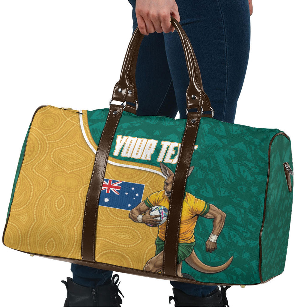 Personalised Australia Rugby Travel Bag Wallabies Kangaroo Player Aboriginal Pattern