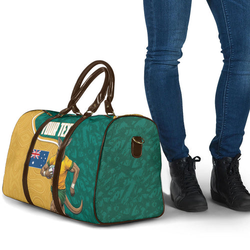 Personalised Australia Rugby Travel Bag Wallabies Kangaroo Player Aboriginal Pattern